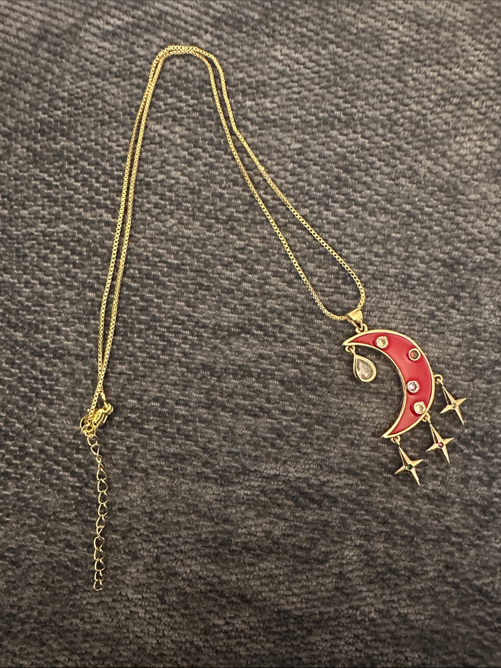 NEW Red Enamel Moon Charm Necklace - Pretty Bird Jewelry - 16-18”
